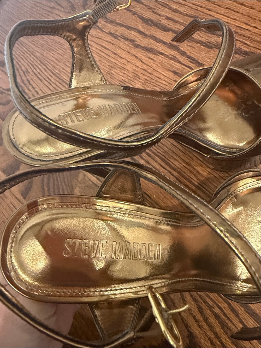 Steve Madden  Gold Platform Strappy High Heel Sandals size 8.5 - Picture 2 of 5